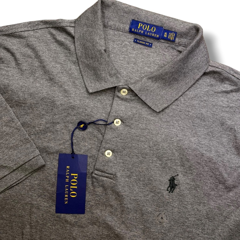 Polo Ralph Lauren Polo Shirt Men XL Grey Classic Fit Cotton Short Sleeve Pony